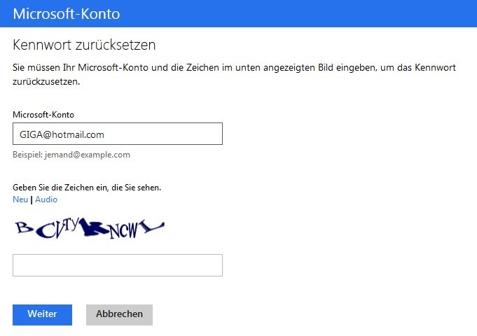 Passwort Microsoft Konto Vergessen