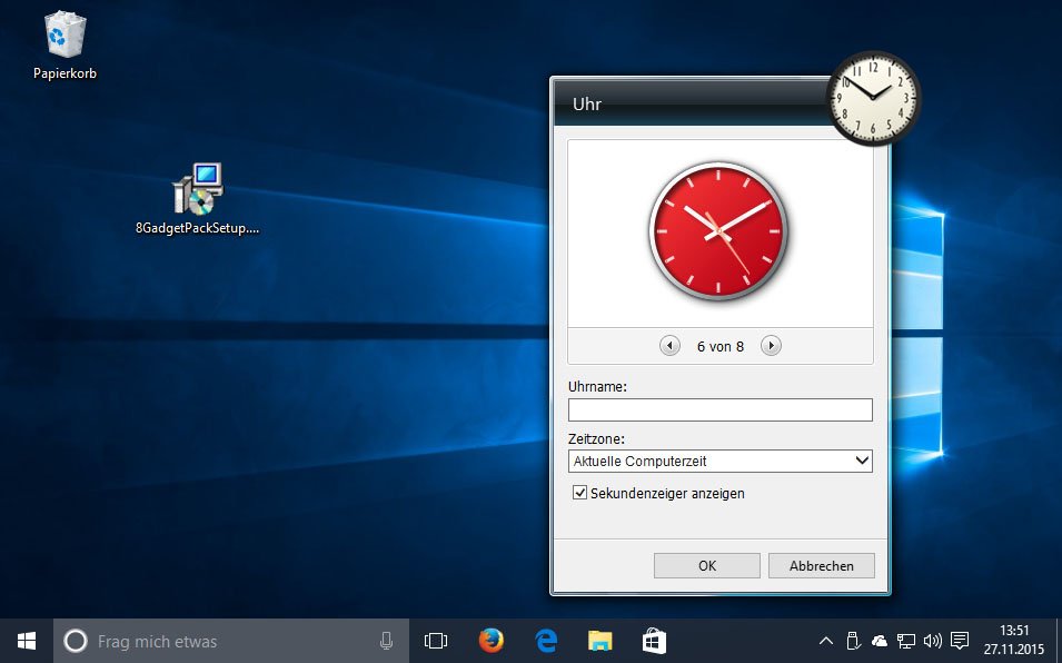 Desktop Uhr Windows 10